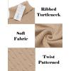 imageCOOFANDY Mens Slim Fit Turtleneck Sweater Casual Twist Patterned Pullover Knitted SweatersBeige