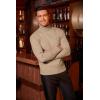 imageCOOFANDY Mens Slim Fit Turtleneck Sweater Casual Twist Patterned Pullover Knitted SweatersBeige