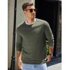 imageCOOFANDY Mens Sweater Crewneck Pullover Long Sleeve Lightweight Sweater Plain Knit Silm FitArmy Green