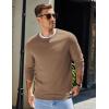 imageCOOFANDY Mens Sweater Crewneck Pullover Long Sleeve Lightweight Sweater Plain Knit Silm FitLight Brown