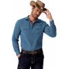 imageCOOFANDY Mens Western Cowboy Shirt Long Sleeve Cotton Button Down Work Shirts with PocketsGrey Blue