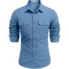imageCOOFANDY Mens Western Cowboy Shirt Long Sleeve Cotton Button Down Work Shirts with PocketsLight Blue