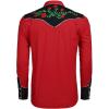 imageCOOFANDY Mens Western Cowboy Shirt Long Sleeve Slim Fit Rose Embroidered Cotton Casual Button Down ShirtsRed Retro Rose