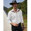 imageCOOFANDY Mens Western Cowboy Shirt Long Sleeve Slim Fit Rose Embroidered Cotton Casual Button Down ShirtsWhite Retro Rose