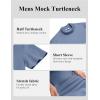 imageCOOFANDY Mock Turtleneck for Men Short Sleeve Casual Stylish Basic Top Stretch Sweater SkinFriendly MaterialDark Blue