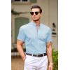 imageCOOFANDY Muscle Fit Dress Shirts for Men Banded Collar Casual Button Down ShirtsLight Blue