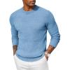 imageCOOFANDY Men Dress Crewneck Sweater Pullover Knit Long Sleeve Casual Slim Fit SweaterLight Blue