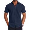 imageCOOFANDY Mens Button Down Shirts Short Sleeve Casual Shirt Summer Untucked Dress ShirtsNavy Blue