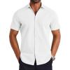 imageCOOFANDY Mens Button Down Shirts Short Sleeve Casual Shirt Summer Untucked Dress ShirtsWhite