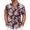 imageCOOFANDY Mens Button Down Short Sleeve Shirt Casual Shirts Summer Beach Textured Shirts with PocketBlackwhite Flowers