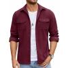 imageCOOFANDY Mens Button Down Waffle Shirt Jacket Casual Long Sleeve Shacket Lightweight Overshirts with Flap PocketsDeep Red