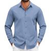 imageCOOFANDY Mens Casual Button Down Shirts Long Sleeve Regualar Fit Dress Shirt Oxford Shirts for MenGrey Blue