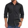 imageCOOFANDY Mens Casual Button Down Work Shirts Untucked Long Sleeve Woven Shirt with PocketsBlack