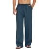 imageCOOFANDY Mens Casual Linen Pants Elastic Waist Linen Pants Drawstring Summer Beach Yoga Linen TrouserA Deep Blue