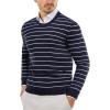 imageCOOFANDY Mens Crew Neck Sweater Slim Fit Lightweight Sweatshirts Knitted Pullover for Casual Or Dressy WearHorizontal Stripes White  Navy Blue