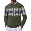 imageCOOFANDY Mens Crewneck Sweater Pullover Knit Sweater Lightweight Sweaters with Ribbing EdgeArgyle  Green