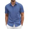 imageCOOFANDY Mens Dress Shirts Short Sleeve Business Casual Regular Fit Button Down Shirts with PocketNavy
