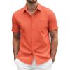 imageCOOFANDY Mens Dress Shirts Short Sleeve Business Casual Regular Fit Button Down Shirts with PocketOrange