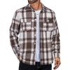 imageCOOFANDY Mens Flannel Shirts Long Sleeve Plaid Shirt Jacket Button Down Shirt with PocketsBrown  White