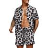 imageCOOFANDY Mens Hawaiian Matching Set Summer Beach 2 Piece Outfits Flower Button Down Shirts and Shorts Vacation OutfitsSilver Leopard Print