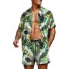 imageCOOFANDY Mens Hawaiian Matching Set Summer Beach 2 Piece Outfits Flower Button Down Shirts and Shorts Vacation OutfitsWhite