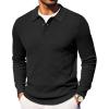 imageCOOFANDY Mens Knit Polo Long Sleeve Sweaters Collared Polo Sweater Casual Dress Pullover Fashion Golf SweatersBlack