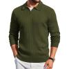 imageCOOFANDY Mens Knit Polos Long Sleeve Casual Sweater Polos V Neck Collared Sweater Golf Polo Sweaters and PulloversArmy Green