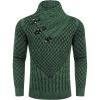 imageCOOFANDY Mens Knitted Turtleneck Sweater Long Sleeve Slim Fit Designer Shawl Collar PulloverA Green