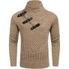 imageCOOFANDY Mens Knitted Turtleneck Sweater Long Sleeve Slim Fit Designer Shawl Collar PulloverA Khaki