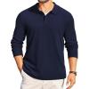 imageCOOFANDY Mens Long Sleeve Polo Knit Polo Sweater Collared Pullover Casual Golf Polo SweaterNavy Blue