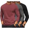 imageCOOFANDY Mens Long Sleeve T Shirts Crew Neck Casual Basic Tee Shirt Lightweight Pullover Shirts3 PackblackDark GrayWine Red