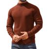 imageCOOFANDY Mens Mock Turtleneck Sweater Long Sleeve Basic Thermal Undershirt Slim Fit Lightweight Pullover SweatersBrown