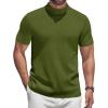 imageCOOFANDY Mens Mock Turtleneck Sweater Short Sleeve Casual Knitted TShirts Thermal Tops Solid Basic TeeArmy Green