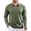 imageCOOFANDY Mens Polo Sweatshirts Long Sleeve Casual Lightweigt Polo Shirts Button Down Golf ShirtArmy Green