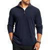 imageCOOFANDY Mens Quarter Zip Pullover Lightweight Sweater Casual Long Sleeve Corduroy Half Zip SweatshirtNavy Blue