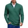 imageCOOFANDY Mens Quarter Zip Pullover Sweater Slim Fit Waffle Mock Turtleneck Polo Sweater Casual Long Sleeve SweatshirtDark Green