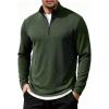 imageCOOFANDY Mens Quarter Zip Up Pullover Long Sleeve Sweatshirt Mock Neck Golf Polo SweaterArmy Green