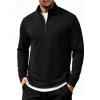 imageCOOFANDY Mens Quarter Zip Up Pullover Long Sleeve Sweatshirt Mock Neck Golf Polo SweaterBlack