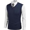 imageCOOFANDY Mens Sweater Vest V Neck Slim Fit Casual Sleeveless Twisted Knitted Pullover SweaterSolid Navy Blue