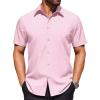 imageCOOFANDY Mens Wrinkle Free Dress Shirt Polka Dot Short Sleeve Button Down Business Casual ShirtsPinksymbol