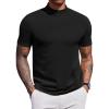imageCOOFANDY Mock Turtleneck for Men Short Sleeve Casual Stylish Basic Top Stretch Sweater SkinFriendly MaterialBlack