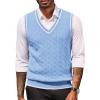 imageCOOFANDY Sweater Vest for Men Regular Fit V Neck Sleeveless Knitted Pullovers SweaterLight Blue