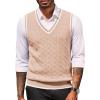 imageCOOFANDY Sweater Vest for Men Regular Fit V Neck Sleeveless Knitted Pullovers SweaterLight Khaki