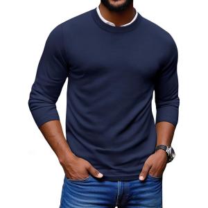 imageCOOFANDY Mens Crew Neck Pullover Sweater Slim Fit Long Sleeve Knit Sweaters Lightweight Dress Casual Crewneck SweaterNavy Blue