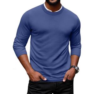 imageCOOFANDY Mens Crew Neck Pullover Sweater Slim Fit Long Sleeve Knit Sweaters Lightweight Dress Casual Crewneck SweaterRoyal Blue