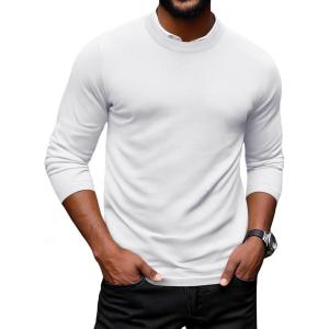 imageCOOFANDY Mens Crew Neck Pullover Sweater Slim Fit Long Sleeve Knit Sweaters Lightweight Dress Casual Crewneck SweaterWhite