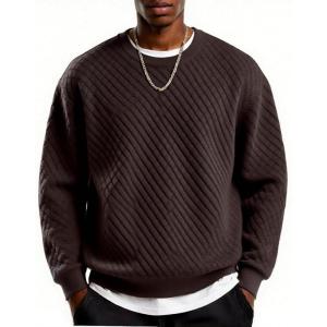imageCOOFANDY Mens Crewneck Sweatshirt Geometric Texture Casual Long Sleeve Sweatshirts Fashion Pullover ShirtsDark Brown