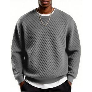 imageCOOFANDY Mens Crewneck Sweatshirt Geometric Texture Casual Long Sleeve Sweatshirts Fashion Pullover ShirtsLight Grey