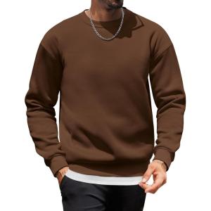 imageCOOFANDY Mens Crewneck Sweatshirts Long Sleeves Fleece Sweatshirts Thermal Casual Pullover ShirtBrown