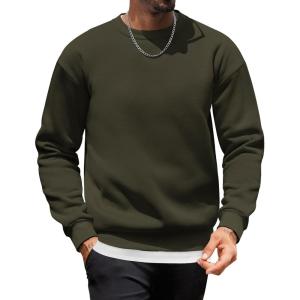 imageCOOFANDY Mens Crewneck Sweatshirts Long Sleeves Fleece Sweatshirts Thermal Casual Pullover ShirtDark Army Green